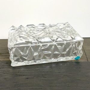 Tiffany and Co. Keepsake Trinket Glass Crystal Rock Cut Box with Lid Storage